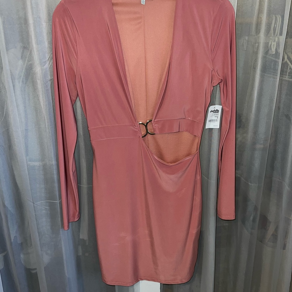 Elegant Pink Long Sleeve Dress
